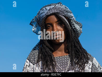 Portrait of a beautiful afar woman, Afar region, Mile, Ethiopia Stock Photo