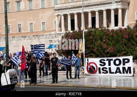 anti islam demonstration vouli parliament building syntagma square athens greece