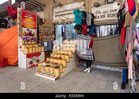 DUBAI, UAE - November 09, 2018: Dubai spice souk in Deira district. Spices shop in old town of Dubai - United Aarab Emirates Stock Photo