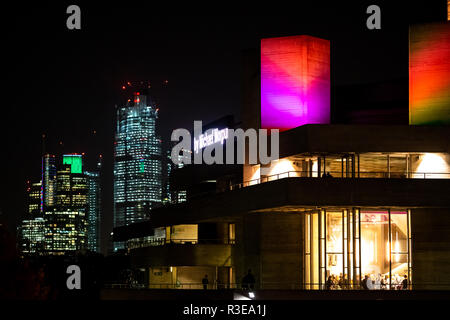 LONDON - NOVEMBER 15 : The Royal National Theatre in London at nighttime on 15 November 2018