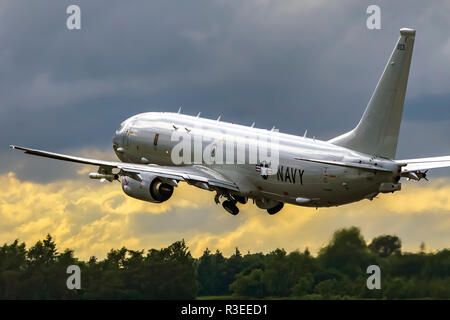 The Boeing P-8 Poseidon (formerly the Multimission Maritime Aircraft or MMA) is a military aircraft developed for the United States Navy (USN). The ai Stock Photo