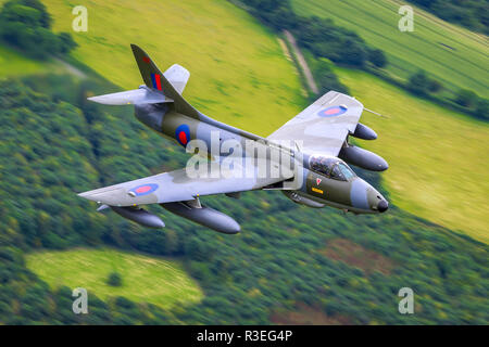 The Hawker Hunter is a transonic British jet-powered fighter aircraft that was developed by Hawker Aircraft for the Royal Air Force (RAF) during the l Stock Photo