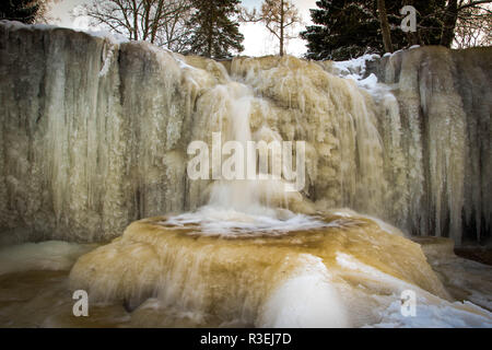 Frozen waterfall in cold winter in northern Europe Stock Photo