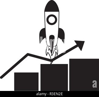 rocket statistics chart search engine optimization vector illustration ...