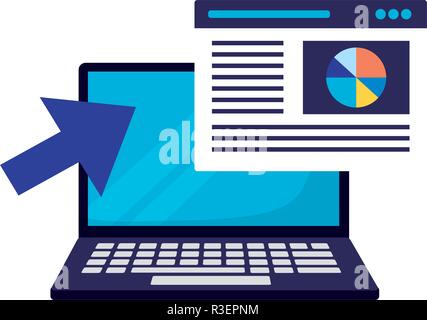 laptop document cursor search engine optimization vector illustration Stock Vector