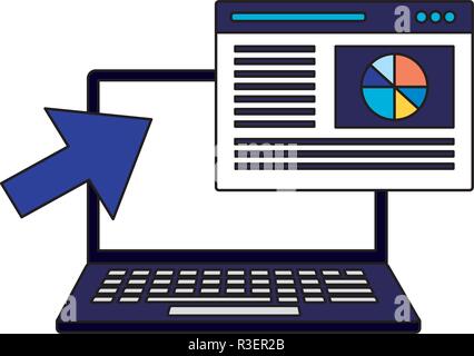 laptop document cursor search engine optimization vector illustration Stock Vector