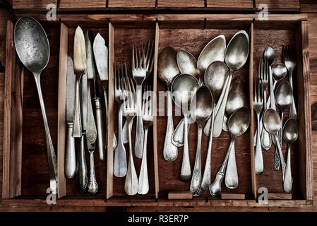 Antique fish knife and fork set in a case Stock Photo - Alamy