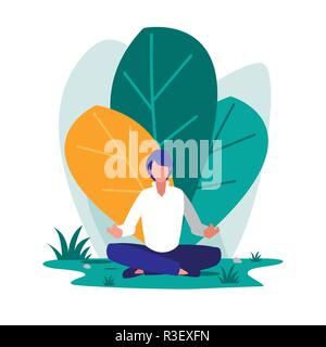 young man in the landscape vector illustration design Stock Vector
