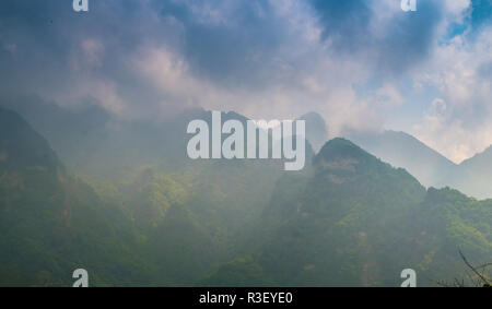 Amazing hills landscape in China wudang mountain Stock Photo