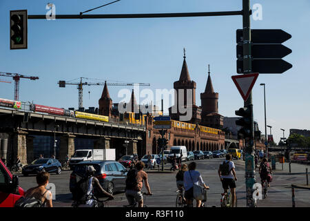 Street scene near the Oberbaumbrucke in Kreuzberg, Berlin, Germany. Stock Photo