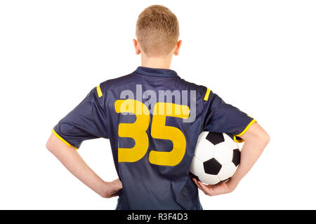 blue football shirt with white number 14 on it. sports wear background  Stock Photo - Alamy