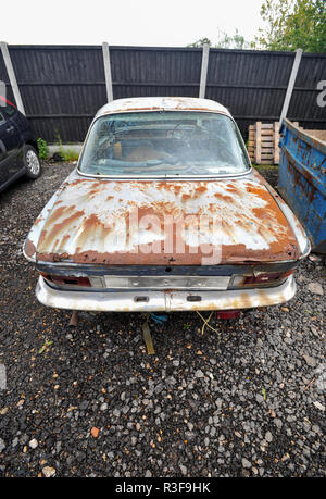 Very rusty wreck classic BMW E9 classic sports car Stock Photo