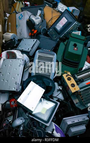 An English Local Authority Recycling centre skip for disposal of small electrical appliances Stock Photo