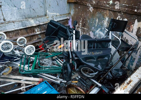 An English Local Authority Recycling centre skip for disposal of scrap metal Stock Photo