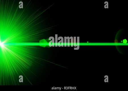 green,bright laser ray Stock Photo