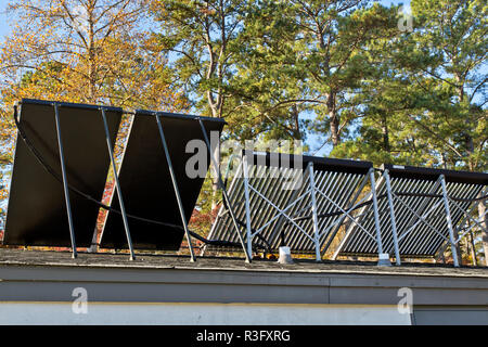 Rear view, solar hot water heaters on bathroom roof,  facilitating Melton Hill Dam Recreation Area Campground. Stock Photo
