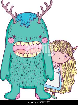 little fairy with monster characters  Stock Vector