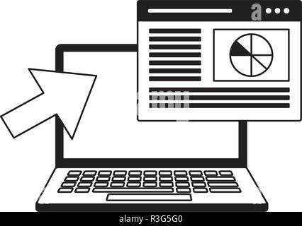 laptop document cursor search engine optimization vector illustration Stock Vector