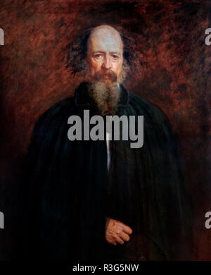 Alfred Tennyson. Portrait of the poet Alfred, Lord Tennyson (1809-1892) by John Everett Millais (1829-1896), oil on canvas, 1881 Stock Photo