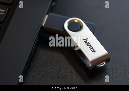 TIMISOARA, ROMANIA - MAY 11, 2017: Close-up of a Hama pen drive Stock Photo