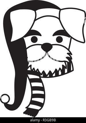 dog with scarf and hat merry christmas vector illustration Stock Vector