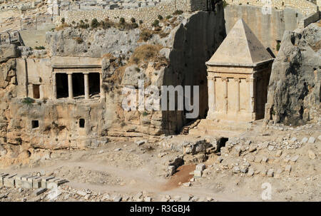 View over the Tomb of Zechariah in Jerusalem, Israel Stock Photo