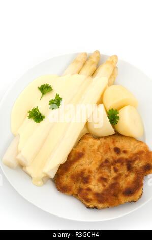 asparagus with schnitzel / asparagus with cutlet Stock Photo