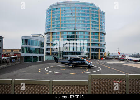 Battersea Heliport, on the River Thames, London, UK, closed Stock Photo