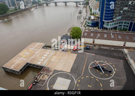 Battersea Heliport, on the River Thames, London, UK, closed Stock Photo