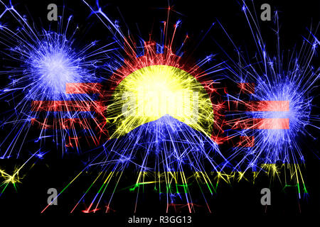 Roswell, New Mexico fireworks sparkling flag. New Year, Christmas and National day concept. United States of America Stock Photo