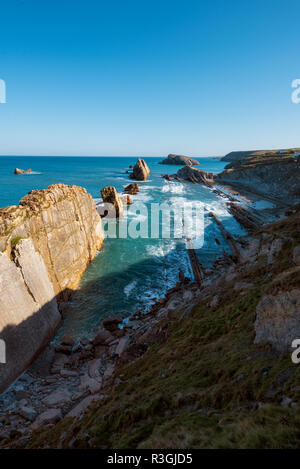 Cantabrian coastline landscape in costa quebrada, Santander, Spain. Stock Photo