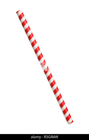 paper drinking straw with red and white stripes Stock Photo