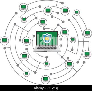 Data protected network Stock Vector