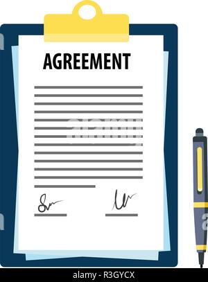 Signed agreement with pen Stock Vector