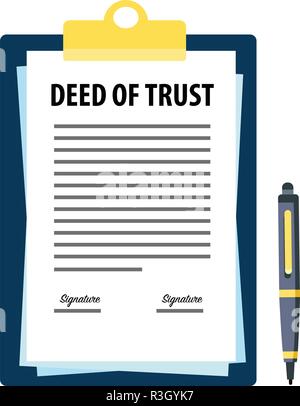 Signed deed of trust document with pen Stock Vector