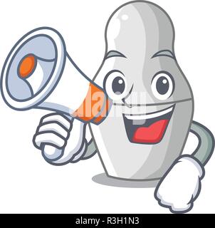 With megaphone nesting dolls mockups russian on character Stock Vector