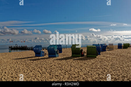 beach chairs on the beach of wyk auf foehr Stock Photo