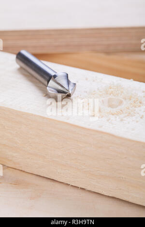cordless screwdriver in a joiner with drill and countersink Stock Photo