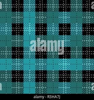 Plaid check patten. Checkered fabric print in shades of blue, indigo, violet and white. Seamless vector texture. eps10 Stock Vector