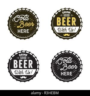 Beer emblems collection. Color and silhouette styles. Pub logo. Nice for brewery posters, t shirts, brewing prints. Stock vector patches isolated on white background Stock Vector