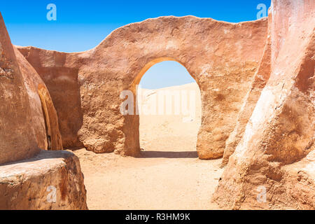 the houses from planet tatouine - star wars film set,tunisia nefta. Stock Photo