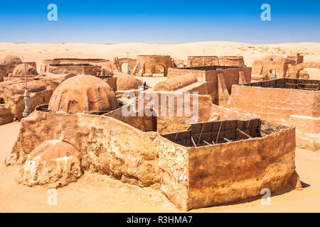 the houses from planet tatouine - star wars movie set,nefta tunisia. Stock Photo