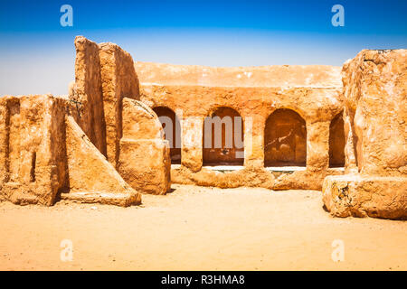 the houses from planet tatouine - star wars film set,nefta tunisia. Stock Photo