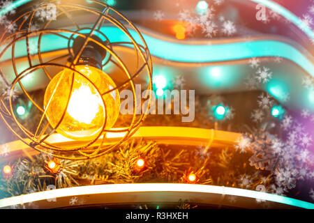 Christmas background with bokeh lights Stock Photo