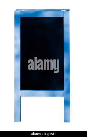Blackboard Easel with blue frame on a white background Stock Photo