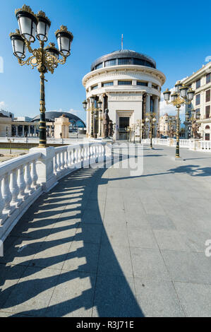 Government buildings, Financial Police Office, Art Bridge, Skopje, Macedonia Stock Photo