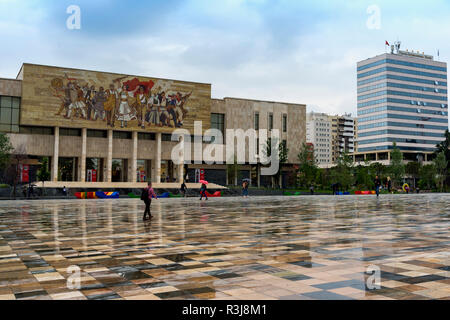 National History Museum, Skanderberg Square, Tirana, Albania Stock Photo