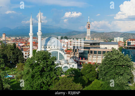 City view with Ebu Beker Mosque, Shkodra, Albania Stock Photo