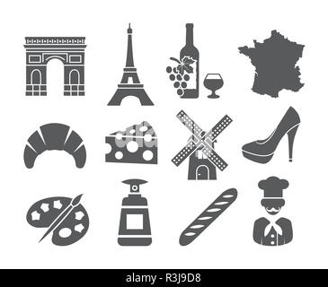 France icons set Stock Vector