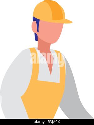 builder with safety helmet over white background, vector illustration Stock Vector